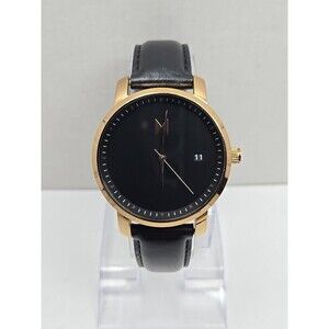 MVMT F30 Rose Gold Black Dial Date 38Mm Quartz Watch Leather Strap New Battery